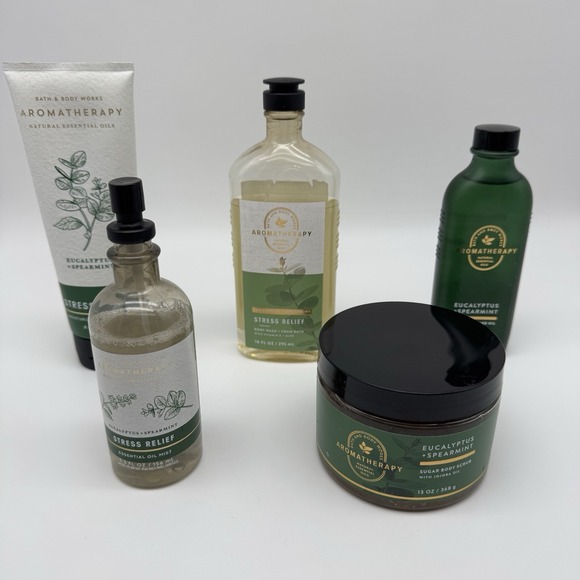 Bath & Body Works Aromatherapy Eucalyptus Spearmint 5pc Glass Discontinued
